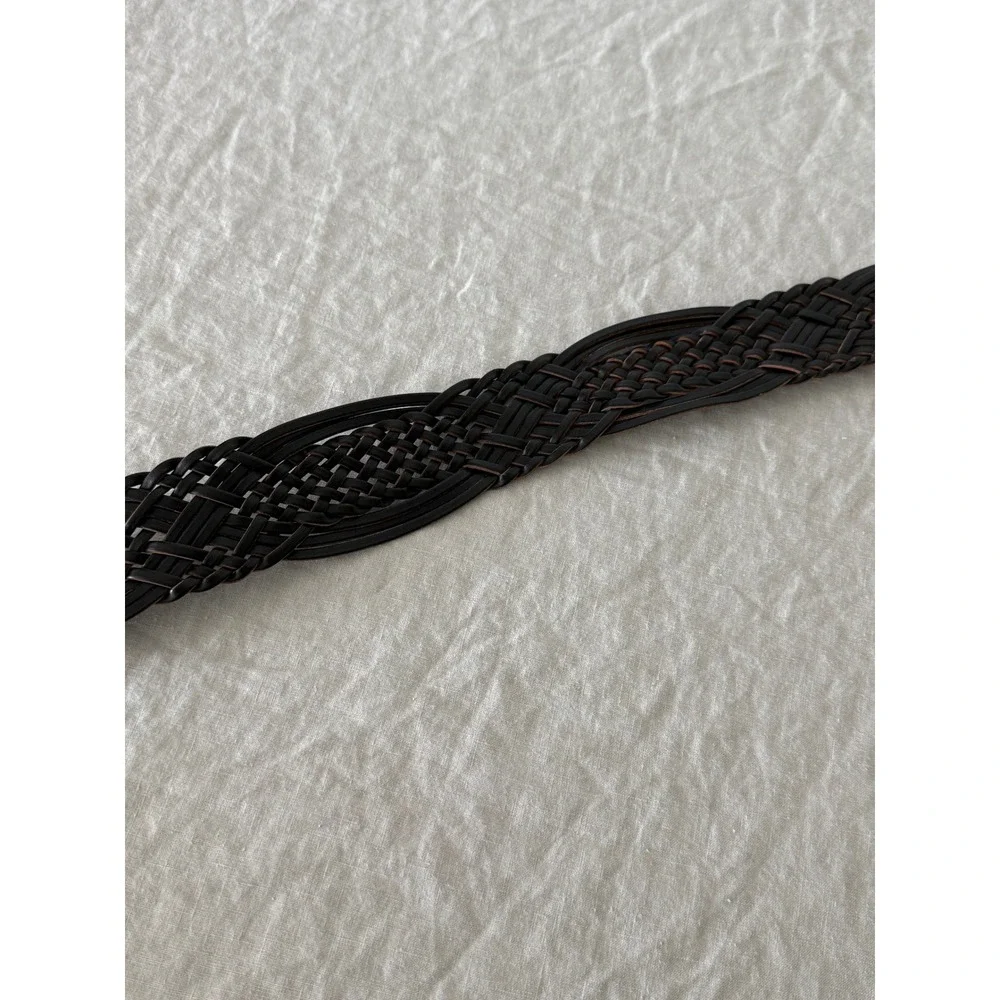 Braided Leather Belt XS Black Boho Western Wide Woven Accessory